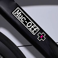 AliExpress NONE 2-Pack MUC-OFF Waterproof Bicycle Stickers - Durable PVC Vinyl, Black and White Text and Pink Cross Design, Scratch and