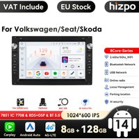 Autoradio Android Carplay, 4G, GPS, 2Din, Limitation de la voiture, Audio, VW Golf 4, Passat, POLO, Transport T5, Multivan Seat, Jetta