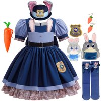 Disney Movie Zootopia 2 Brave Cute Bunny Judy Costume For Baby Girl Role Play Judy Hopps Rabbit Disguise Dress Doll Set 2-10 Yrs