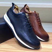Luxury Mens Genuine Leather Sneakers Lace-Up Comfortable Oxford Classic Casual Shoes for Men Outdoor Street Travel Flat Footwear image 4