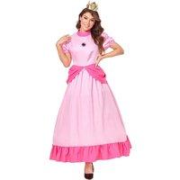 Adult Princess Peach Costume Pink Fancy Dress Women Cosplay Party Halloween Masquerade Dress Up Outfit Stage Performance Clothes