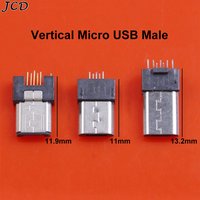 JCD 10PCS 5Pin Micro USB Male Socket Mini Clamp W/ Ground Wire Welding Connector Tail Plug Vertical PCB Converter Breakout Board