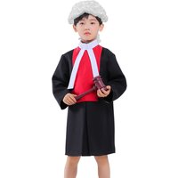Boy Girls Children Kids Judge Costume Lawyer Wig Collar Gavel Accessory for Halloween Cosplay Party Favors