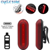 Bicycle Rear Light Type-C Rechargeable Bike Tail Light 360° Rotation Taillight for Night Safety Cycling MTB Road Bike Accessory