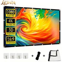 LEJIADA 16:9 High Density Projector Screen White Black Border With Holes Anti-Crease Portable Foldable Outdoor Movie 60-200 inch