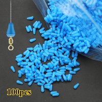 100pcs/lot Anti-tangling Rubber Fishing Float Blue Oval Stopper Fishing Float Space Beans SeaTool Fishing Bobber Accessories
