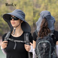 Summer Hat Women Outdoor UV Anti Neck Protection Sun Visor Men Fishing Hiking Wide Brim Shawl Sunscreen Ponytail Cap Undefined