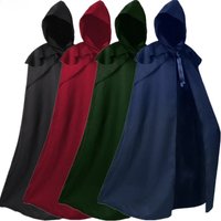 Blue Men's Medieval Retro Hooded Robe Coat, Festival/performance Cosplay Costume, Red Cape Long Jacket, Black and Green Cloak.
