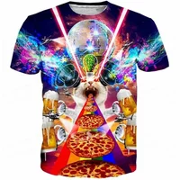 3D Gedruckt Lustige Katze T Shirt für Männer Tier Lebensmittel Muster Tees Sommer Straße Oversize Kurzarm Tops Lose Rundhals T-Shirts
