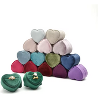 TAIMY Luxury Velvet Vintage Marry Wedding Heart Shaped Ring Box Double Rings Holder Custom Logo Jewelry Boxes Gifts Packaging