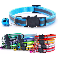 Cartoon Cat Head Reflective Pet Collar Colorful Bell Adjustable Safety Neck Strap Fashion Pet Collar For Kitten Puppy Small Dog