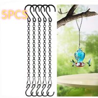 5PCS Hanging Plant Chains with S Hooks, 11.4" Adjustable Black Iron Chains for Indoor & Outdoor Plants, Bird Feeders & Lanterns