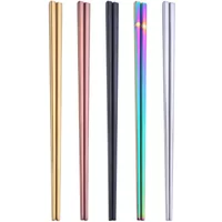 1 Pair Stainless Steel Chopsticks Portable Non-slip Food Sticks Tableware 23cm Chinese Chopsticks Tableware Kitchen Tools