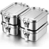 304 Stainless Steel Bento Box Metal Food Storage Container with Locking Clasp Suitable for Work and School 1200/2400ml Lunch Box
