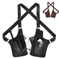 Double Shoulder Strap Multi-Pocket Outdoor Tactical Vest Tactical Fishing Bag Waterproof PU Multi-Purpose Men's Crossbody Bags