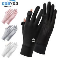 AliExpress NONE GOBYGO UPF50+ 1Pair Ice Feeling Sun Protection Gloves Anti-slip Cycling Original Yarn Ice Gloves Summer Driving Cycling Unisex