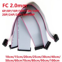 2pcs 2.0mm Pitch FC 6/8/10/14/16/18/20/24/26/30/34-60 Pin Gray Flat Ribbon Data Cable 10/20/30/50-100cm For DC3 IDC Male Header