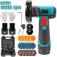 12V Mini-Lithium-Winkelschleifer mit Bürstenmotor, EU-Standardstecker, 2 Batterien, wiederaufladbares Schneid- und Polierwerkzeug