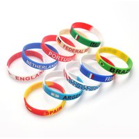 2pcs Engrave Country Flag Bracelet Men Women Silicone Wristband Bangle Sport Rubber Band National Day Patriotic Gift Accessories