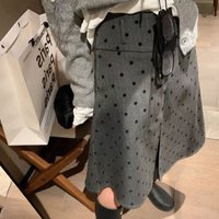 Vintage Korean Polka Dot A-Line Knee Skirts Spring Autumn Fashion Pleated Women's Clothing Preppy Style Basic High Waist Skirts