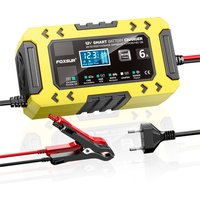 FOXSUR Full Automatic Car Battery Charger 12V 6A Digital Display 10-Stage Battery Charger Power Puls Repair Motorcycle Chargers