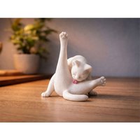 Cute Licking Hair Design White Cat Home Desk Cute Decoration Small Ornament Collectible Figurines Home Decoration