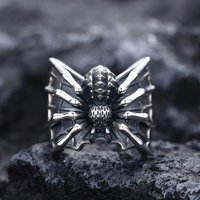 Vintage Gothic Spider Webs Lizard Animal Ring For Men Antique Silver Color Wide Opening Ring Punk Jewelry Party Gift