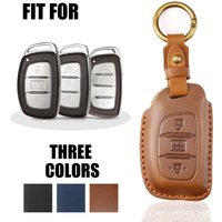 Leather Car Key Cover Case Protection Shell For Hyundai IX25 IX35 IX45 I10 I20 HB20 Elantra Solaris Sonata Santa Fe Sport Tucson