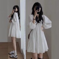 White Mini Dresses Women Elegant Tender Sweet Girl Designed Korean Fashion Pleated High Street Vestidos Mujer Young Lady Chic