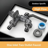 Outdoor Water Tap Faucet 1 Inlet 2 Outlet Garden Hose Faucet Zinc Alloy Wall Mounted Outdoor Faucet Garden Water Pipe Faucet