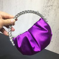 Diamond Circular Gemstone Clutch Women's Luxury Crossbody Chain PU Banquet Handbag Blingbling Mini Evening Bags Bolso Azul Pink