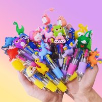 20Pcs/Lot Cute Mini 4 Color Ballpoint Pens Multicolor Kids School Stationary Kawaii Animal Dinosaur Pony Owl Hamster Pen Gifts