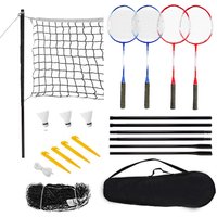 4 Player Badminton Set with Rackets Poles Net Carry Bag and Shuttlecock for Kids and Adults