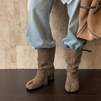 Nouvelles bottines pour femmes à talons hauts, en cuir de vache véritable, chaussures à bout fendu Tabi, style chunky, bottines courtes tendance.