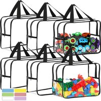 1/3/6/10/12Pcs Clear PVC Large Toy Storage Bags Reusable Plastic Makeup Cosmetic Organizer Bag for Puzzle Building Blocks