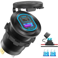 118W Aluminium 12V USB-C Laptop-Anschluss PD 100W Port & QC3.0 18W Auto-Ladebuchse Schnellladung für Wohnmobil Marine LKW Boot Golf