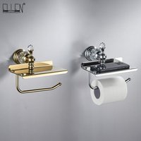 Crystal Paper Toilet Holders Wall Mount,Bathroom Tissue Roll Holder with Shelf, Toilet Accessory for Storage Gold Chrome 85486W
