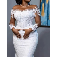 Elegant Appliques Lace Classic Mermaid Bride Wedding Dresses Bridal Gowns Customized
