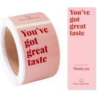 100pcs/roll Pink You've Got Great Taste Stickers for Small Buisness Package Thank You Sticker Decals for Baking Gift Retail Bag