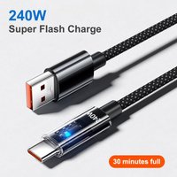 【Y】Nylon Type C USB Cable 240W Super Fast Charging USB C Phone Charger Data Line For Huawei Quick Charge Cables