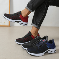 Men's Breathable Gradient Knit Running Shoes Air Cushion Non-Slip Lightweight Casual Walking Sneakers for Outdoor Work Gym