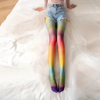 1 Pair Rainbow Gradient Tights Japanese Style Sweet Comfy Novelty Pantyhose Women's Stockings & Hosiery