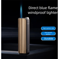 Semi Cylindrical Metal Windproof Lighter Press Ignition Blue Flame Inflatable Fashion Gift Lighter