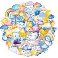 50PCS Watercolor Weather Ins Style Fun Stickers DIY Phone Case Notebook Water Cup Hand Account Decoration PET Stickers