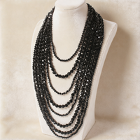 Multi-Layer Bohemian Style Black Glass Beaded Necklace for Women Fashionable Personality Cross-Border Jewelry Accessory