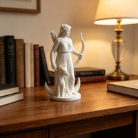 Artemis Goddess Statue, Greek Hunter Moon Goddess Figurine, Deer Sculpture for Home Office Decor, Unique Art Craft Gift