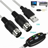 1Pcs IN-OUT MIDI Cable Converter USB Electronic Organ Music Line USB PC To Music Keyboard Adapter Cord