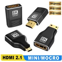 HDMI2.1 Cable Adapter Mini/Micro/Straight/Elbow HDMI to HDMI 2.1 Converter 48Gpbs 8K@60HZ 4K@120HZ HDMI Converter for HDTV PS5