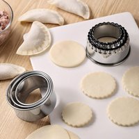 3/5Pcs Round Stainless Steel Biscuit Mold Biscuit Cookie Cutters Set Dumpling Skin Cutting Mold Biscuit Pastry Cake Baking Mould