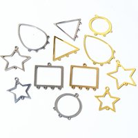 10pcs Stainless Steel Gold Color Charms Geometric Stamping Blanks DIY Porous Connector Pendant Necklace Earring Accessories